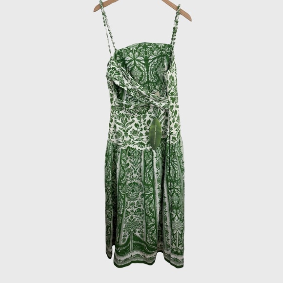 Farm Rio NWT Green Floral Tapestry Linen Midi Dress Size XL - Picture 3 of 10